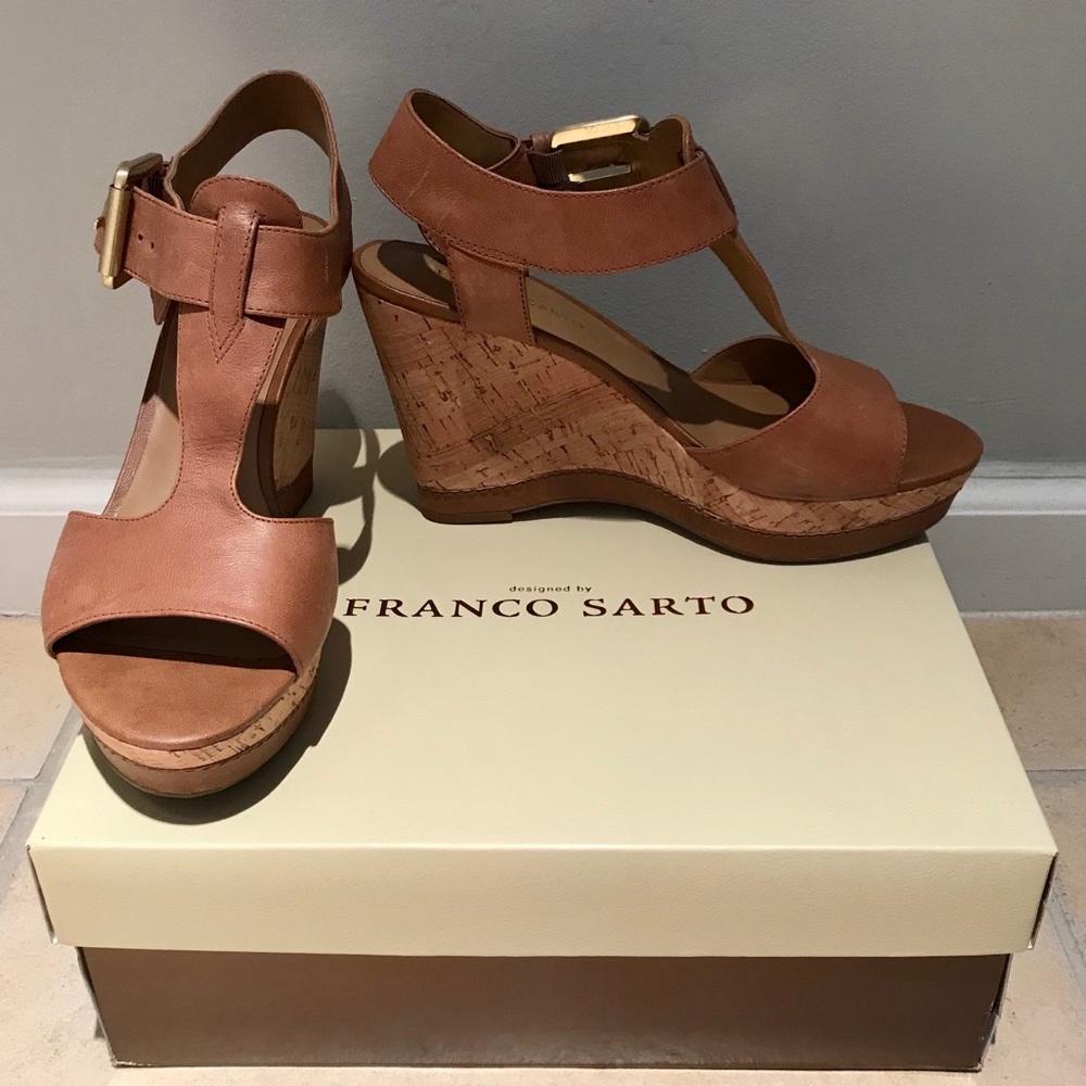 Franco Sarto Cognac Wedge Heel - Size 9.5